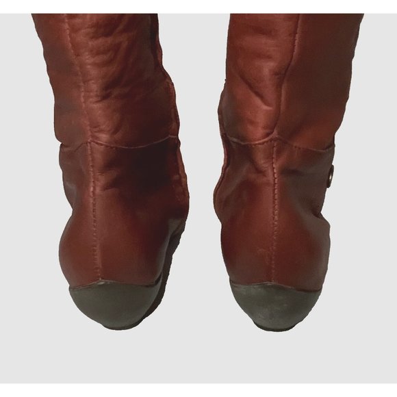 Sergio Tomani W sz 41/10-10.5 Knee Hi Tall Boots Shoes Red Burgundy Leather Zip - Picture 13 of 14